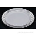 EF-03 10\" disposable plastic round plate with silver rim